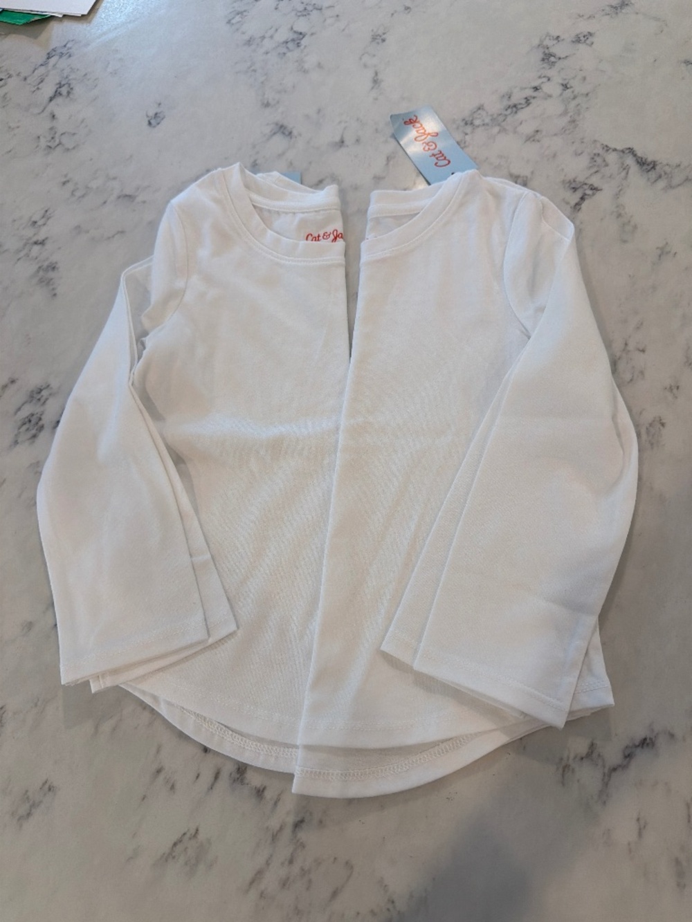 NWT Cat & Jack Girls White Long Sleeve Cotton Shirts - set of 2